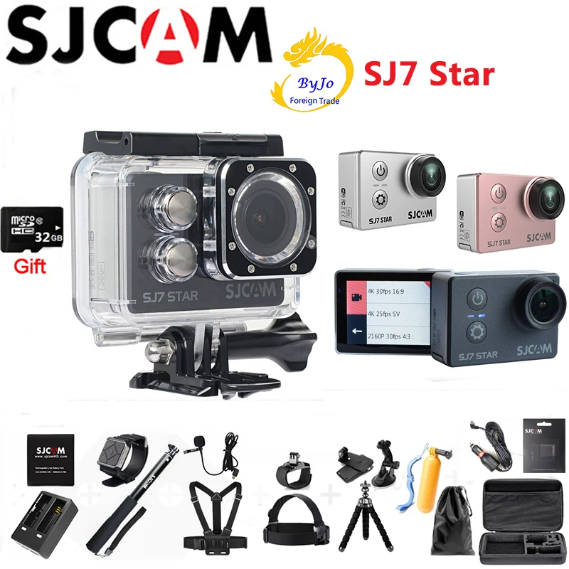 Оригинальная Спортивная камера SJCAM SJ7 Star 4K Ambarella A12S75 DV HD " сенсорный экран wifi Пульт дистанционного управления 30 м Водонепроницаемая камера 32 Гб SD карта подарок