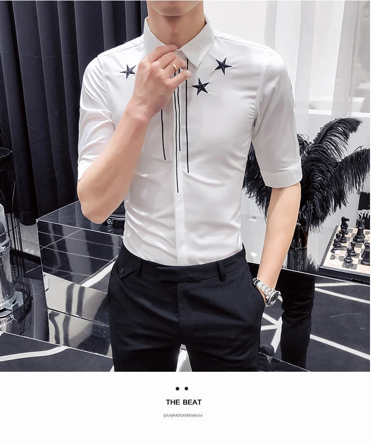 2019 рубашки Для мужчин s вышивка Camisa Masculina Повседневное Slim Fit Социальный рубашка Для мужчин Бизнес Chemise Homme Клубная уличная
