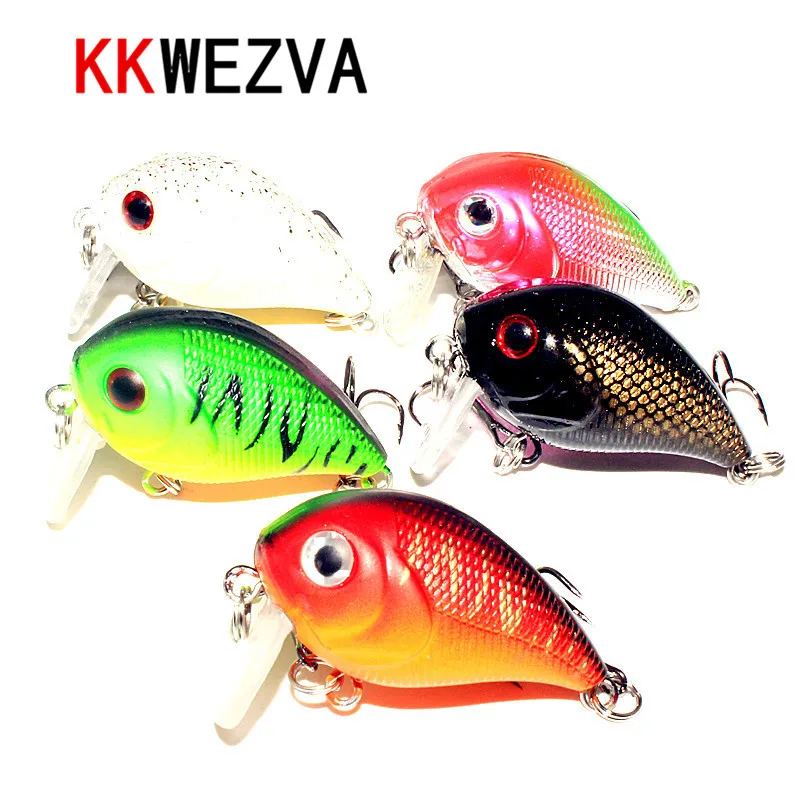 

Attractive 5pcs 4.5cm/7.2g Fishing Lures Crank Baits Mini Crankbait Artificial Lure Bait with Feather Lifelike Fake Lure Wobbler