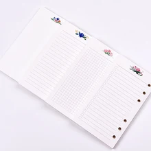 Креативные цветы серии 6 отверстий вкладыш блокнот бумага, милый внутренний бумажный сердечник для ноутбуков, адаптация A5 A6