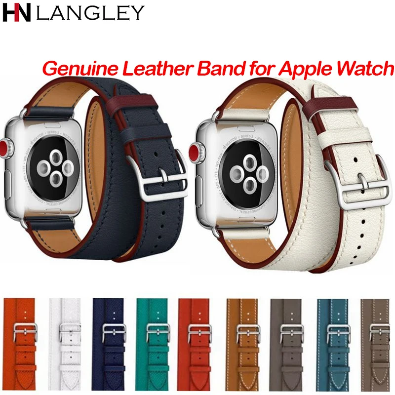 Двойной тур кожаный ремешок для Apple Watch Series 4 3 2 1 ремешок для iWatch Band 38 мм/40 мм/42 мм/44 мм из натуральной кожи петлевой ремешок