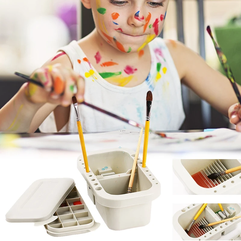 

3Pcs Multi-Function Wash Pen with Palette Gouache Watercolor Acrylic Paint Wash Bucket Art Supplies