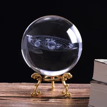 3D Solar System Crystal Ball Planets Glass Ball Laser Engraved Globe Miniature Model Home Decor Astronomy