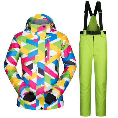 MUTUSNOW женский лыжный костюм лыжный спорт сноуборд куртка брюки ветрозащитный водостойкий Открытый Спортивная одежда супер теплая одежда брюк - Цвет: color 4