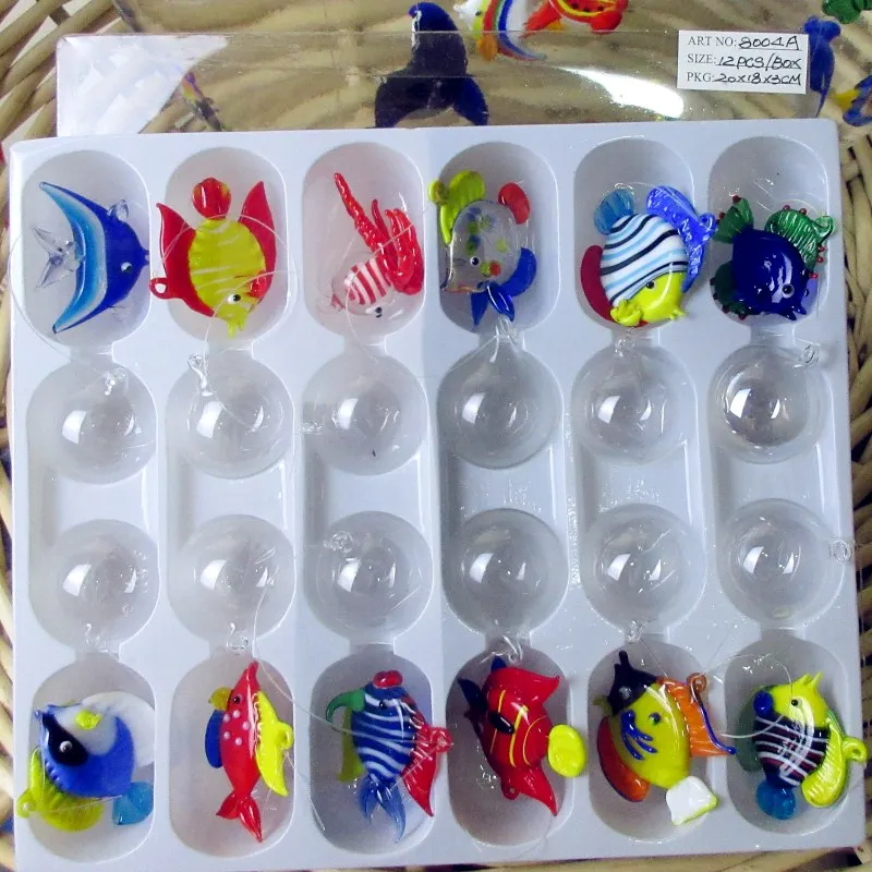 

12pcs Fish Tank Blown Glass Bubble Floating Tropical fish statues Floating Balls Aquarium Micro Landscape Decoration Ornaments