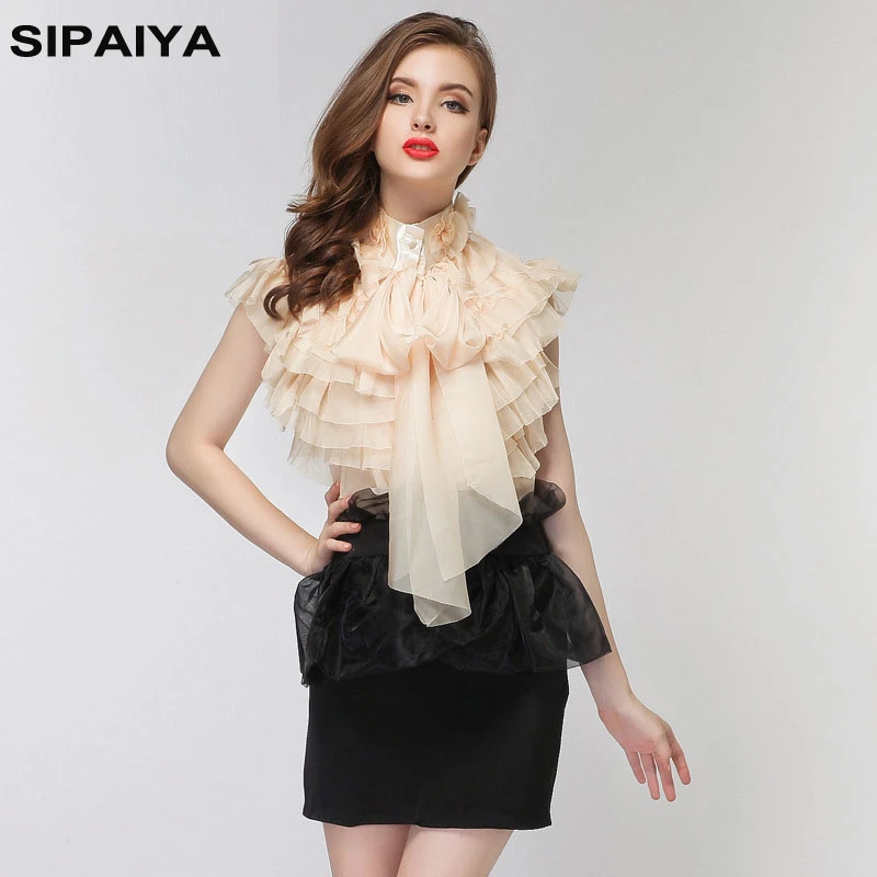 de para mujer, camisa Sexy de gasa con volantes Retro, Tops de fiesta para mujer, blusa sin mangas discoteca de alta calidad|sleeveless blouse|women blousesblouse sexy AliExpress