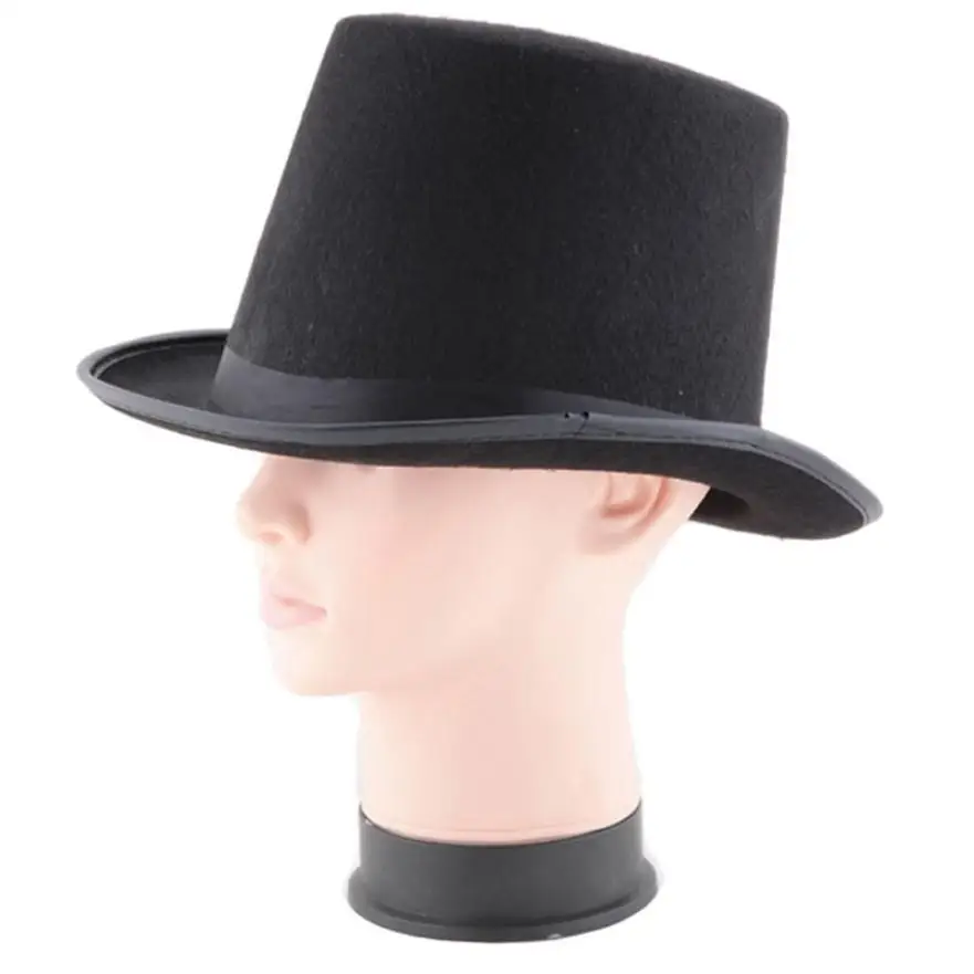 Black Tall Top Hat Hard Topper Adult Magician Jazz Hat Gentleman New