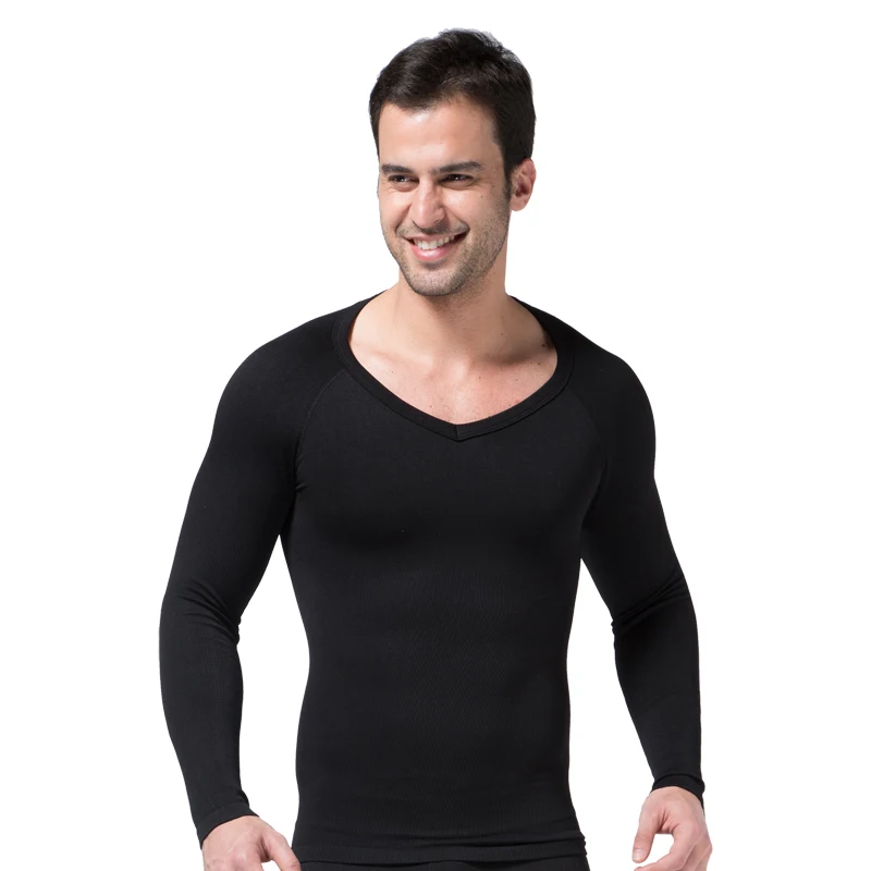 Men's underwear long sleeves slimming shapewear v neck shapers man
