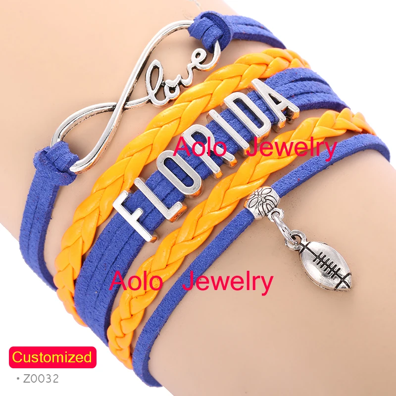 FLORIDA Football Infinity Bracelet BLUE/ORANGE Make Your Own Design Free Shipping | Украшения и аксессуары