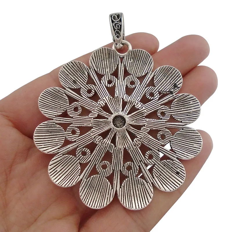 3 x антикварное серебряное большое круглое богемное ожерелье в виде спирали в виде цветка, подвески для самостоятельного изготовления ювелирных изделий 60x60 мм