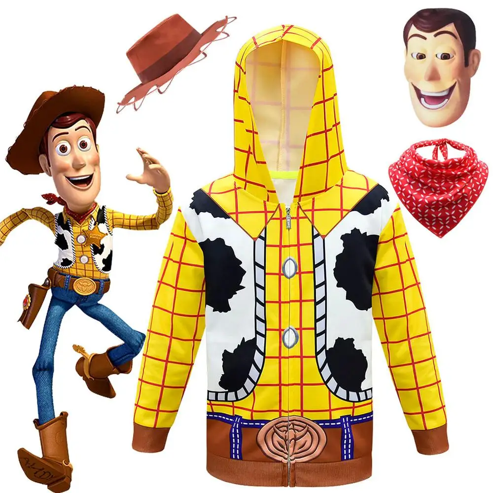 Детская толстовка для косплея 4 Woody, худи, свитшот, пальто, маска-шляпа для мальчиков и девочек, одежда на молнии на Хэллоуин