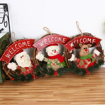 

New Christmas decorations hanging rattan ring wreath door rings wholesale Free Shipping