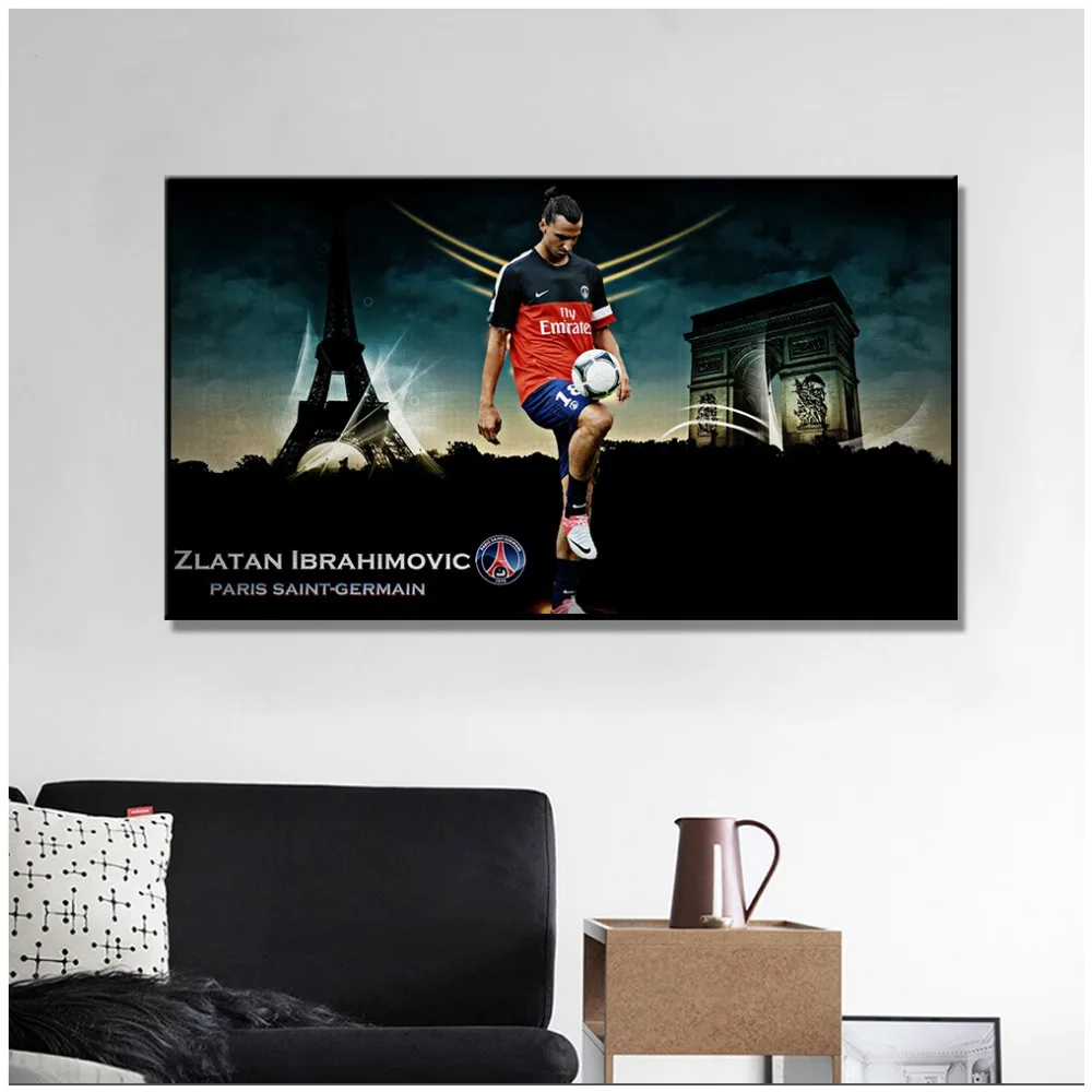 

PSG Art Poster Silk Light Canvas Painting Print Home Decor For Wall Zlatan Ibrahimovic Football Club Posters And Prints Art