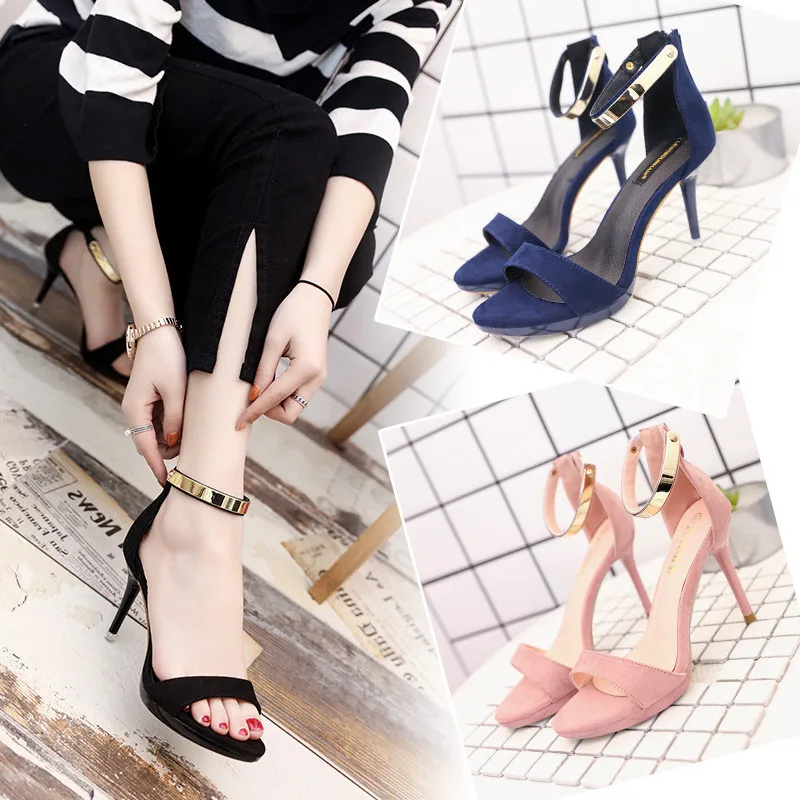 Ankle Cuff Suedette Heels Ankle bracelet Sandals Killer Heels Womens Bridal Party Nude Hue