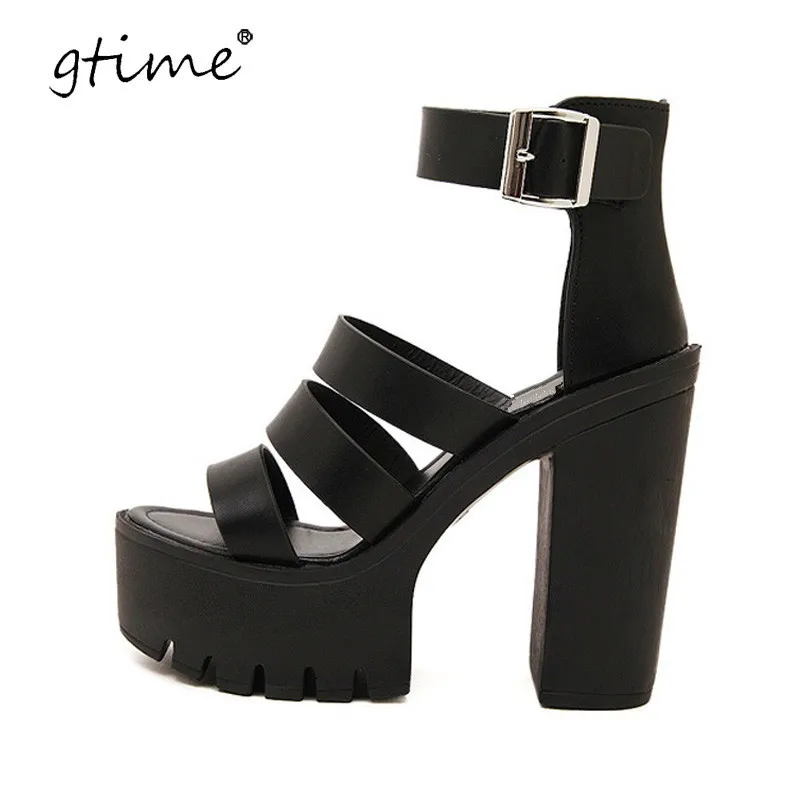 

Gtime 2017 Summer Shoes Women White Open Toe Button Belt Thick Heel Wedges Platform Shoes Fashion Casual Sandals Female ZWS250