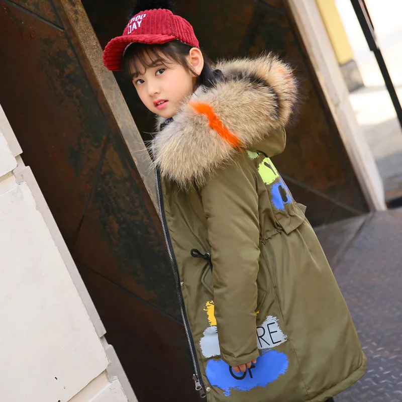 

2018 Winter Jackets for Girls Warm Coat Kids Boys Snowsuit Cartoon Outerwear & Coats Children Clothing Fur Hooded Jacket Parkas