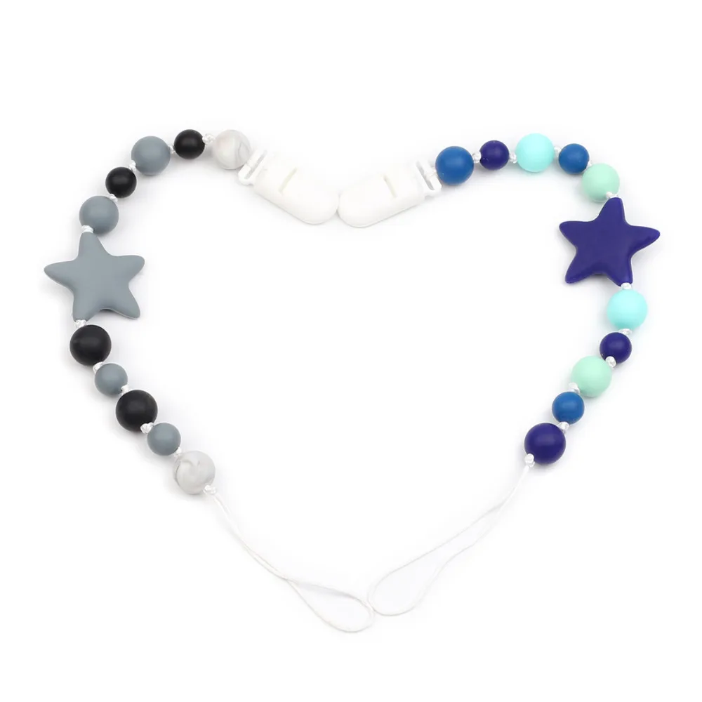 TYRY.HU Pacifier Chain Clips Silicone Beads Pacifier Holder Accessory For Nipples Baby Chew Toys Silicone Teething Holder