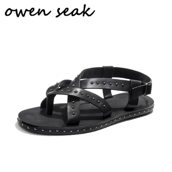 

Owen Seak Men Gladiator Sandals Black Rome Sandals Owen Shoes Slippers Slides Adult Summer Men Sandals Shoes