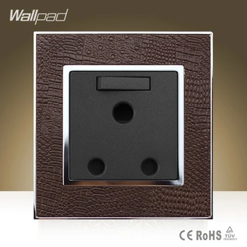

Wallpad Luxury 15A Switched Socket Goats Brown Leather Panel UK South Africa 15amp Industry Module Wall Socket Free Shipping