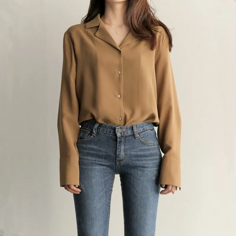 Korean Design Tops Hot Women Autumn Basic Shirt Long Sleeve Blouse Cute Sweet Girls Office Lady Wor