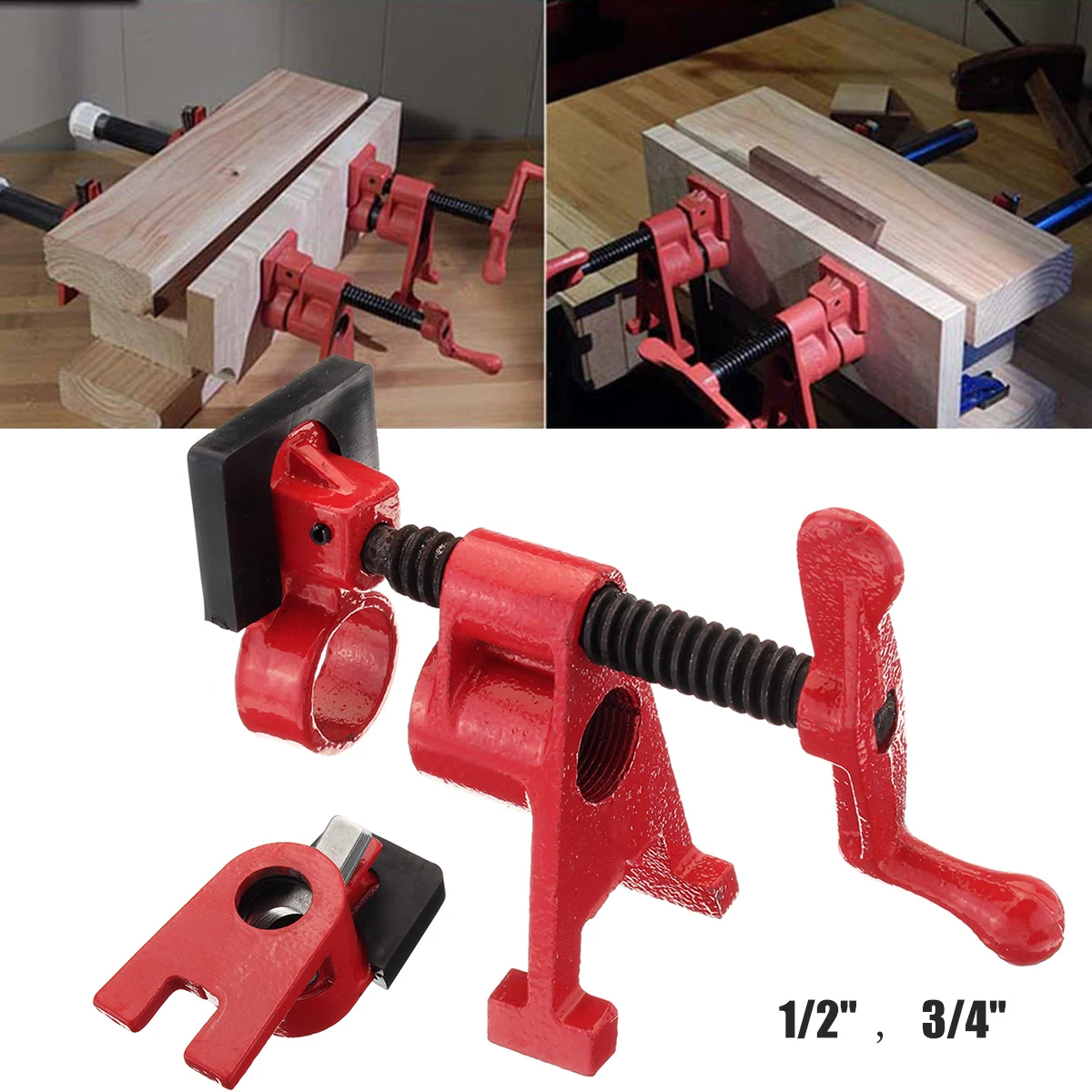 

1/2 3/4 Inch Heavy Gluing Pipe Clamp Woodworking Glue Pipe Wood Clamps Woodworking Clamp Fixture Carpenter Tools