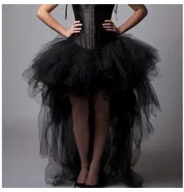 Высокая низкая черная фатиновая юбка готические эластичные пышные балетные пачки длинные юбки для леди индивидуальный заказ юбка макси цвет и размер бесплатно - Цвет: Черный