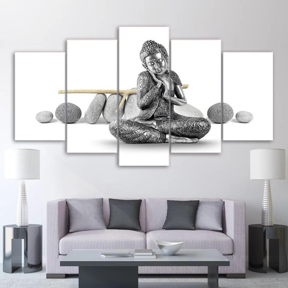 

Wall Art HD Prints Home Decoration 5 Pieces Buddha Canvas Painting Religion Modular Living Room Pictures Classic Artwork Poster
