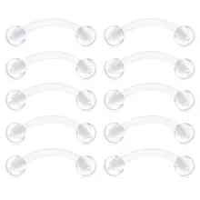 JFORYOU 10 шт. прозрачный биофлекс, акриловая изогнутая гантель кольца для пупка, глаза змеи-приндлежности для пирсинга языка фиксатор Пирсинг 14G 12/14/16 мм