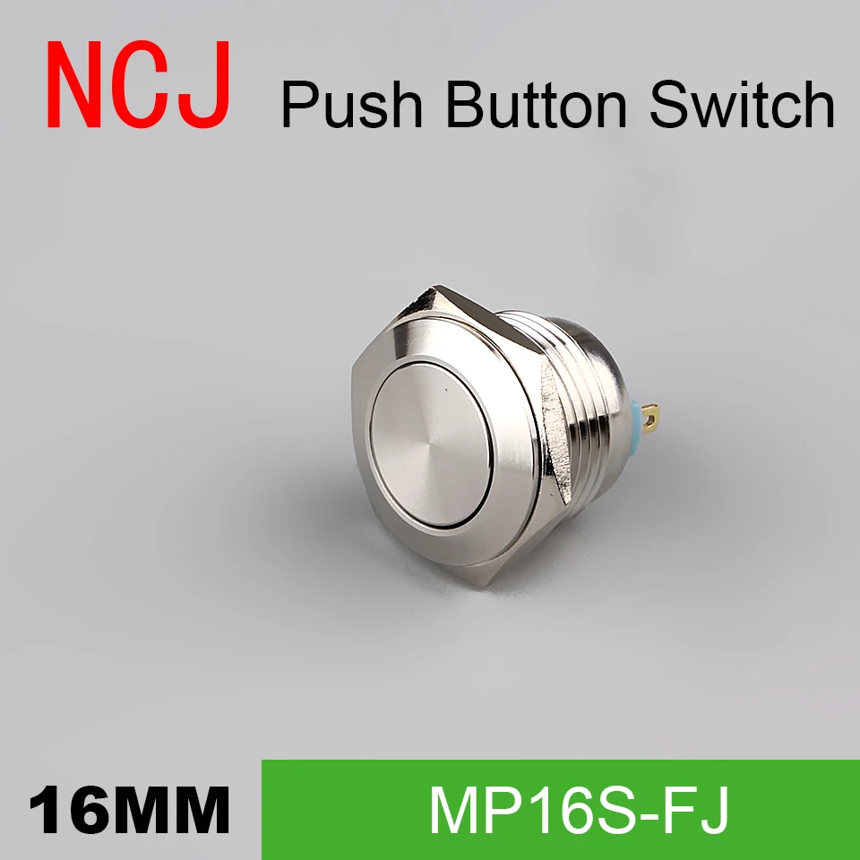 NCJ 16 мм 2pin кнопка включения металлическая переключатель IP67 мгновенный высокая