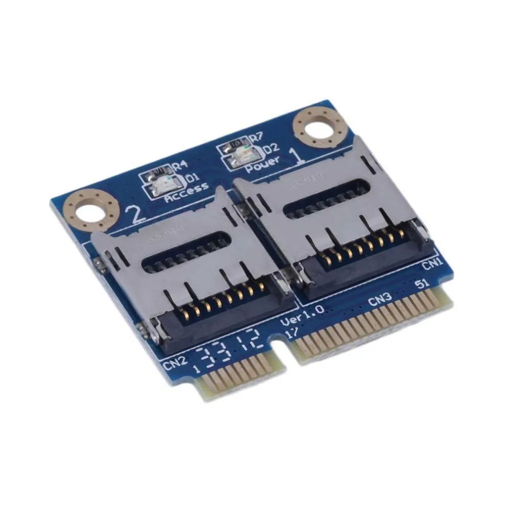 Мини PCIE карта адаптер PCI-e mpci-e для двойной TF SDHC SDXC адаптер считывателя PCI-E для карты TF Поддержка Windows 7/Vista/XP Mac OS