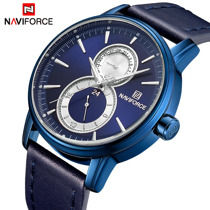 

New Men Watches NAVIFORCE Top Luxury Brand Blue Simple Dial Quartz Watch Men's Fashion Sports Waterproof Clock Relogio Masculino