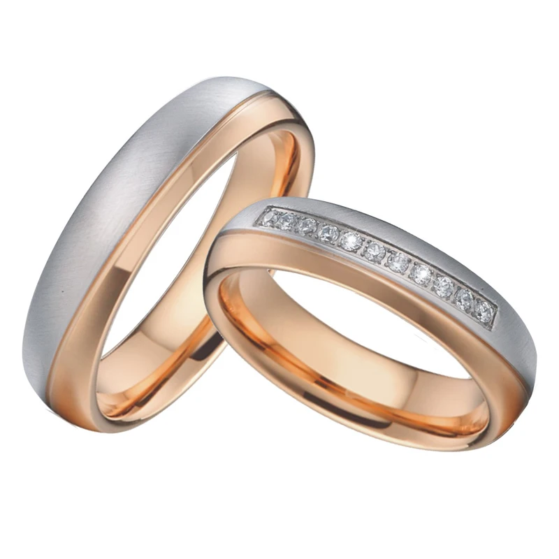 Unique Alliances Anniversary Wedding Band Mens Rings Rose Gold Color Couple Engagement Rings For Women