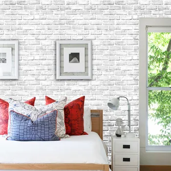 

3D Brick Stone Rustic Effect Self-adhesive Wall Sticker Home Decor White brick wall 3D simulation wall sticker 45 * 100cm