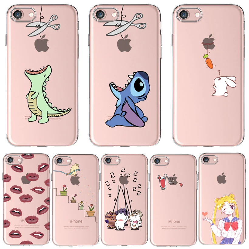 Funda de teléfono de silicona suave gruesa 6 S para Apple iPhone 8 7 Plus fundas iPhone8 X funda de conejo pintado flores de caída de rábano de amor