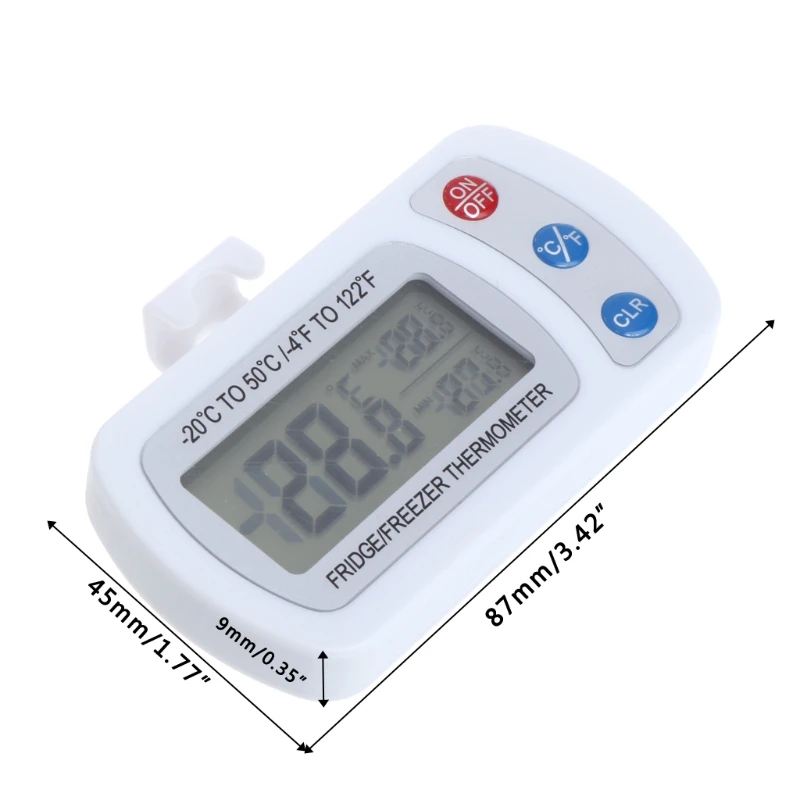 Waterproof Fridge Refrigerator LCD Thermometer Freezer with Hanging Hook Stand