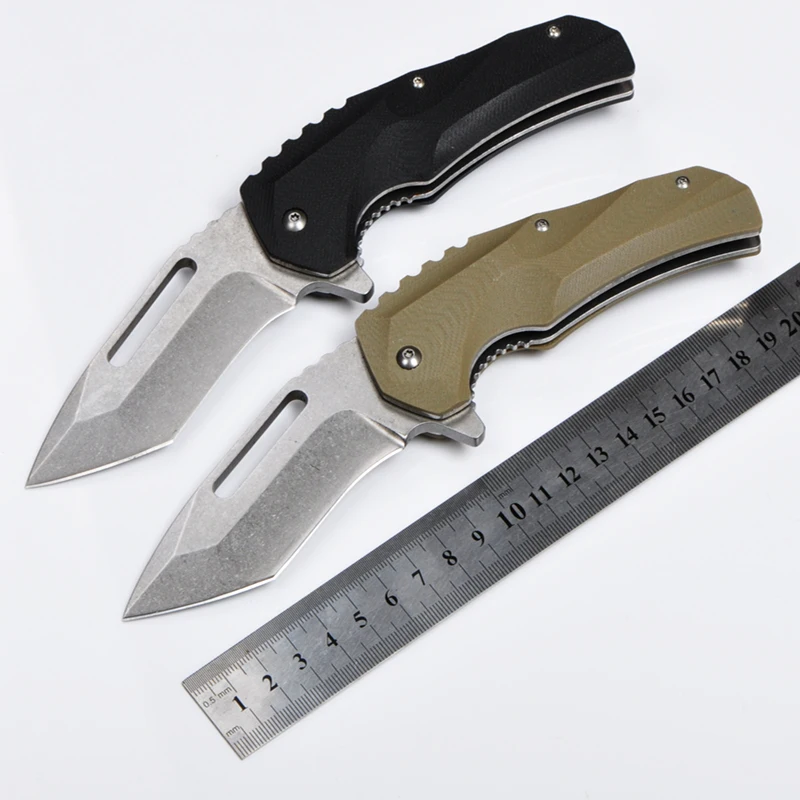 

High quality 57HRC 440 blade stone washed G10 Handle Folding Knife outdoor camping Tactical survival hunting knives edc tools
