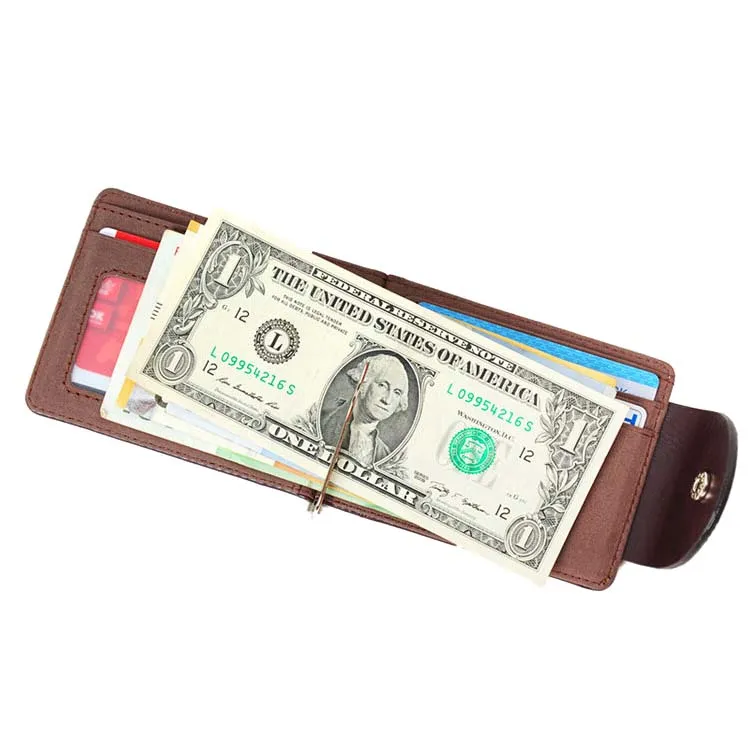 Ультратонкий мужской кожаный кошелек DCOS с зажимом для денег|clip wallet|money clip walletleather
