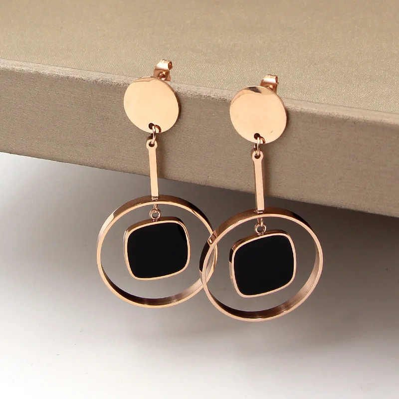 black square hollow circle dangle earrings for women orecchini donna