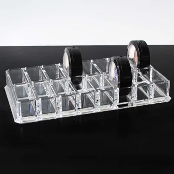 

Clear Acrylic 16 Slots Puff Storage Box Double Row Eye shadow Display Makeup Organizer Cosmetic Organizer Jewelry Storage Case