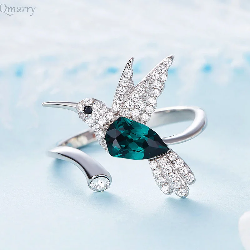 

Qmarry 2019 fashion crystal rings for kid girl's gift adjustable cubic zirconia 925 silver jewellery for women Anniversary ring
