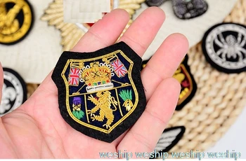 

DIY 3D Hand embroidery dragonfly patch Punk Locomotive wear embroiderd metal wire cloth applique for Coat Trousers Bag Brooch
