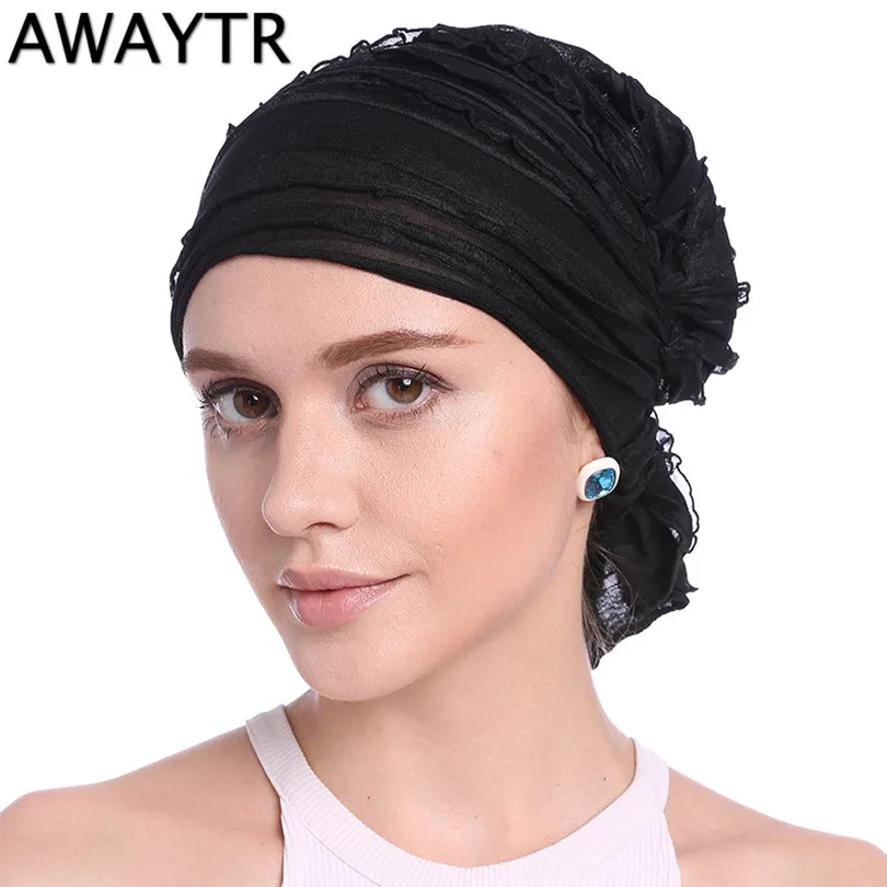 

AWAYTR New Autumn Elagant Headband for Women Indian Headwrap Scarf Multi-layer Bandanas Hat Casual Headwear 9 Colors