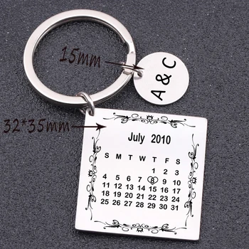 

Keychain Personalized Customed Engraved Name And Special Date Gift For Couple Lovers' Wedding Anniversary Key Ring Holder