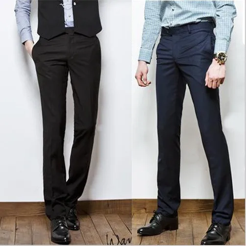 Men's Stylish Slim Fit Business Suit Pants Formal Dress Suit Long ...