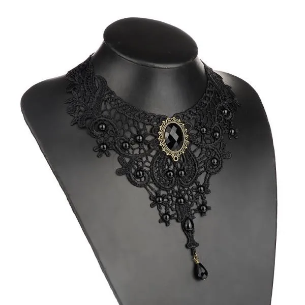 Модное готическое ожерелье s для женщин красивые ювелирные изделия ручной работы для девушек Ретро винтажное кружевное ожерелье готическое колье в форме воротника ожерелье