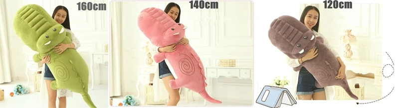 Dorimytrader Large Cuddly  Animal Crocodile Plush Toy Big Stuffed Soft Cartoon Alligator Pillow Children Play Doll Lover Gift 160cm 140cm 120cm 100cm DY50009 (19)
