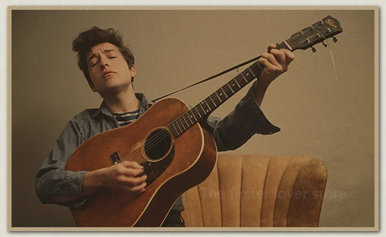 Боб Дилан Винтаж Ретро рок-группа музыкальная гитара матовая крафт-бумага античный Плакат Наклейка на стену домашний декор часть 2 - Цвет: 1