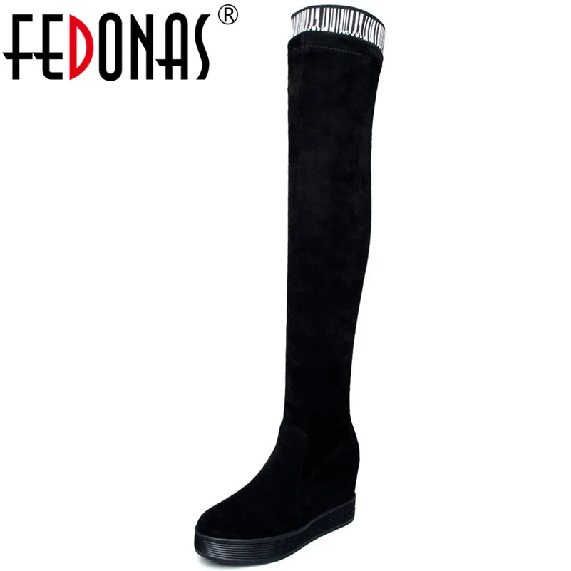 

FEDONAS 1Fashion Women Over The Knee Boots Autumn Winter Warm High Heels Shoes Woman Round Toe Casual Party Zipper High Boots