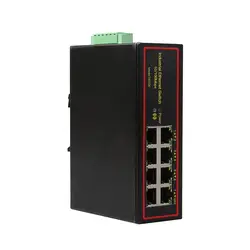 Промышленные 8 портов ethernet LAN switch 100 м двойной питания постоянного тока высокой и низкой температуры Защита от всплесков напряжения