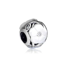 CKK Fit Pandora Браслеты Круглый блестящий цветок амулеты 925 стерлингового серебра Шарм бусины для бусина для изготовления украшений